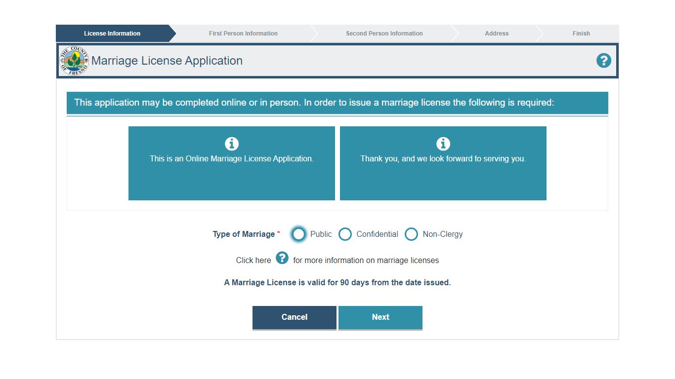 Marriage License Application